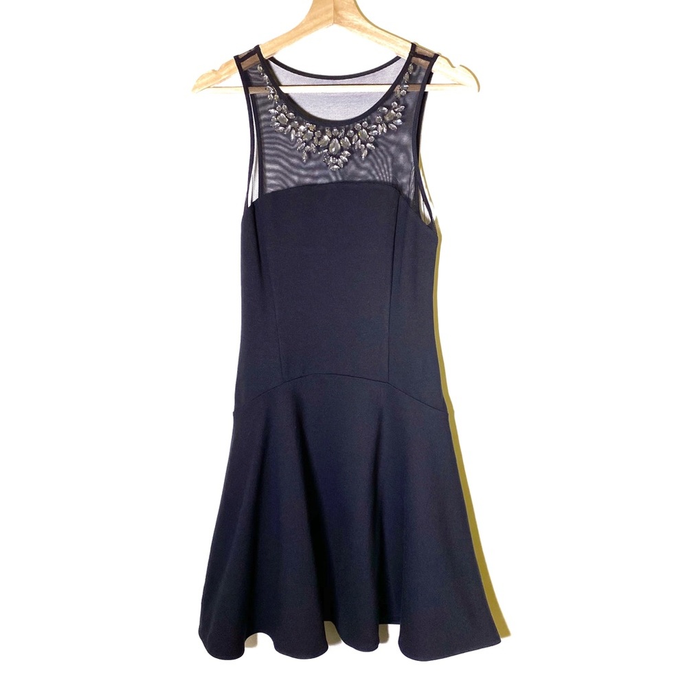 Express Fit and Flare Black Dress with Rhinestones